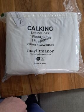 Mayil Manor White King Bedding Set Indian Cotton 100%
